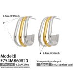color: F754-C Shape Two-tone Gold Earrings -B
