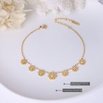 Daisy Petal Anklet All-Match Jewelry Chain Stainless Steel Plated 18K Real Gold Non-Fading Advanced