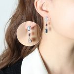 color: F733-Steel Color Asymmetric Earrings