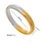 color: 12mm Width (Ring Size 60mm)SZ12 Gold-Steel