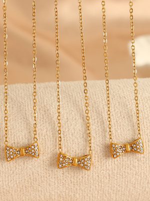 Loph Geometric Stainless Steel Bow Classic Style All-Match Necklace