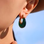 color: F998-Green Resin Gold Earrings