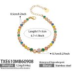 color: TXE610-Multicolor Zircon Gold Bracelet -17+5cm
