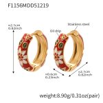 color: F1156-Red Enamel Flower Earrings