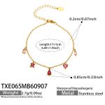 color: TXE065-Red Zircon Gold Bracelet -17+5cm