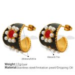color: EH456BG Black Enamel Earrings
