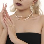 French Style Selected Freshwater Pearl Long Stainless Steel Sweater Chain Flash Light Luxury Clavicle Necklace Jewelry