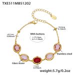 color: TXE511-Mixed Red Glass Stone Gold Bracelet 17+5cm