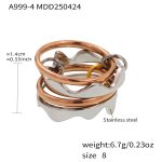 color: A999-4-Rose Red Steel Color Four Layer Ring / size: US 8