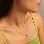 Small and Exquisite SUNFLOWER Natural Gemstone Earrings Clavicle Necklace Stainless Steel Plated 18K Real Gold Twin Set