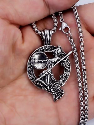Stainless Steel Vintage Greek Mythology Warrior Goddess Necklace Accessories New Pendant