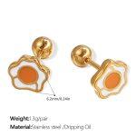 color: EH913OEG Orange Enamel Gold Stud Earrings