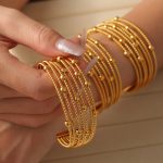 Simple Personality Elegant Multi-Layer Twin Ornament Geometric Beads Stitching Design Stainless Steel Bracelet