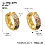 color: F931-3 Black Zircon Earrings -Large