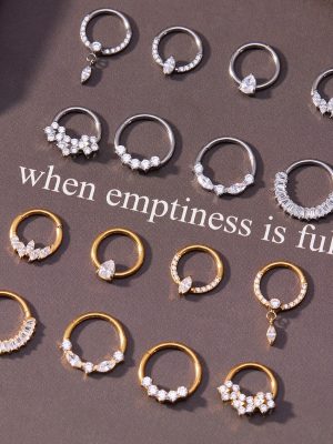 Exotic Small and Exquisite Titanium Alloy Inlaid Zircon Nose Stud 18K Gold Plating Puncture Seamless Nose Ring