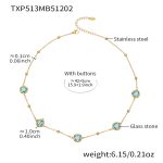 color: TXP513-Lake Blue Glass Stone Gold Necklace 42+5cm