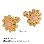 color: EH921PKG Pink Enamel Gold Stud Earrings
