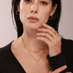 Rectangular Zircon Bead Multi-Layer Clavicle Necklace Stainless Steel PVD Electroplated 18K Real Gold Design Necklace Women