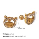 color: EH979WEG White Rhinestone Gold Stud Earrings