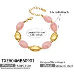 color: TXE604-Pink Color Resin Gold Bracelet -19.5+5cm
