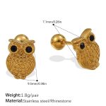color: EH1169BKG Black Rhinestone Gold Stud Earrings