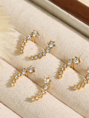 Half Moon Thin Rod Earrings Simple High-End All-Match Earrings Light Luxury Irregular Multiple Ear Piercings