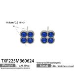 color: TXF225-Sapphire Blue Color Zircon Steel Color Earrings