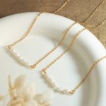 Simple Elegant Freshwater Pearl Necklace Women's Cold Light Luxury Stainless Steel 18K Gold Plating Clavicle Chain