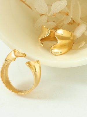Cold Personality Shaped Open Ring Female Simple Stainless Steel 18K Gold Plating Ring Ornament Female