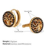 color: EH1102BKG Black Rhinestone Gold Hoop Earrings