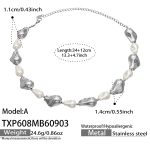 color: TXP608-A Style Shell Pearl Steel Color Necklace -34+12cm