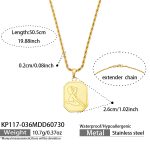 color: KP117-036--Cube Tag Gold Necklace -50.5cm