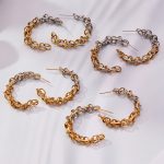 Heavy Industry Buckle Metal Winding C- Shaped Color Matching Room Electric Earrings Environmental Protection Stainless Steel Earrings