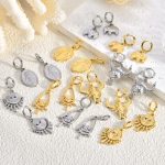 Stainless steel ear rings, trendy ethnic style, multiple designs, evil eye motif, light luxury