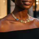 Light Luxury Inlaid Opal Stainless Steel Plated 18K Gold Bracelet Necklace Female Accessories