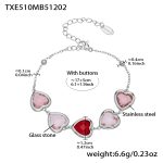 color: TXE510-Mixed Red Faceted Stone Steel Color Bracelet 16.5+5cm