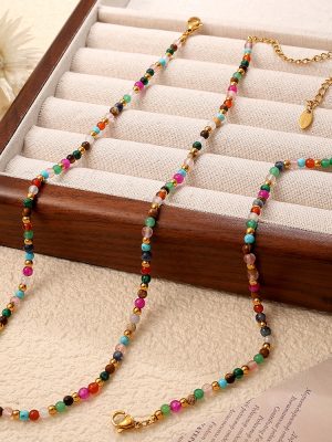 Colorful Stainless Steel Beaded Personal Accessories Bohemian Ethnic Necklace Jewelry Popular Ornament