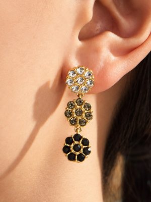 Light Luxury Full Zircon Dopamine Jewelry Stainless Steel Gold Plated Simple Female Earrings Bracelet and Necklace Set