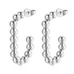 color: G Shape Welded Pin Earrings Steel Color MS-345