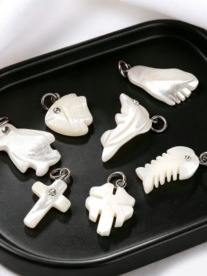 Design Natural White Shell Carved Feet Various Shapes Pendants DIY Accessories