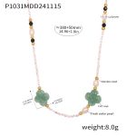color: P1031-Cat's Eye Stone Pink Freshwater Pearl Necklace