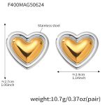 color: F400-Two-tone Gold Big Heart Earrings