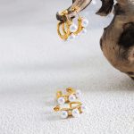 Stainless Steel 18K Gold Plating Hollow C- Shaped Earrings Light Luxury French Artificial Pearl Earrings Earrings for Women