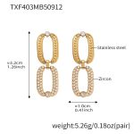 color: TXF403-Gold Rectangle Zircon Earrings