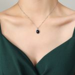color: P703-Steel Color Small Black Necklace