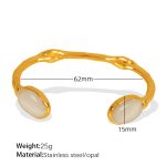 color: SZ172 White Cat's Eye Stone Gold Bangle