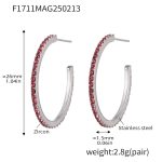 color: F1711-A Style -Steel Color Pink Zircon Earrings -26mm