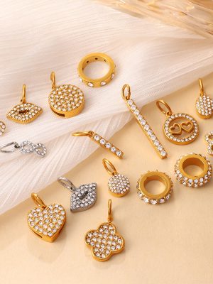 Exquisite Shining Diamond Gold Pendant Advanced Temperament Entry Lux Earrings Necklace Ornament Accessories