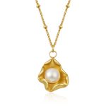 color: Gold C-014 Pleated Pearl Necklace