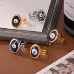 Devil's Eye Shape Ring Personalized Oil Dripping Design Multi-Layer Hollow Stainless Steel Ring